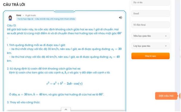 Giao diện FQA hiển thị lời giải Toán từng bước chi tiết